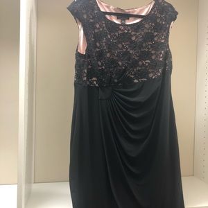 Black Dress with pink lining on top